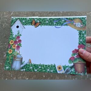 Caspari 10 Invitations Flat Card Vintage Party Gardening Flowers Butterfly